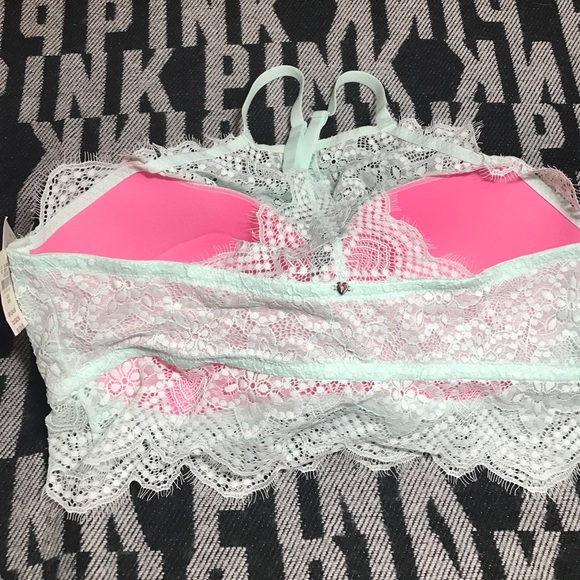 SALE VS PINK MINT EYELASH BRA LARGE NWT  - Picture 3 of 3