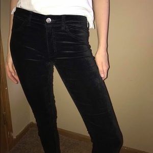 Black velvet skinny jeans