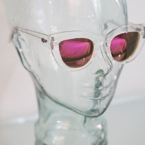 Quay Australia Clear Kitti Sunglasses, Pink Lens