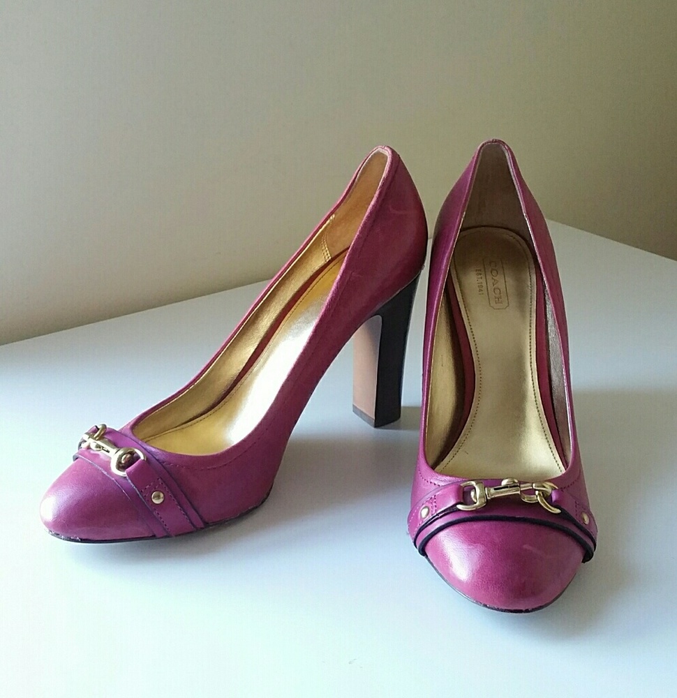 Coach 9.5 Block Heel Shoes Heels Purple Pumps