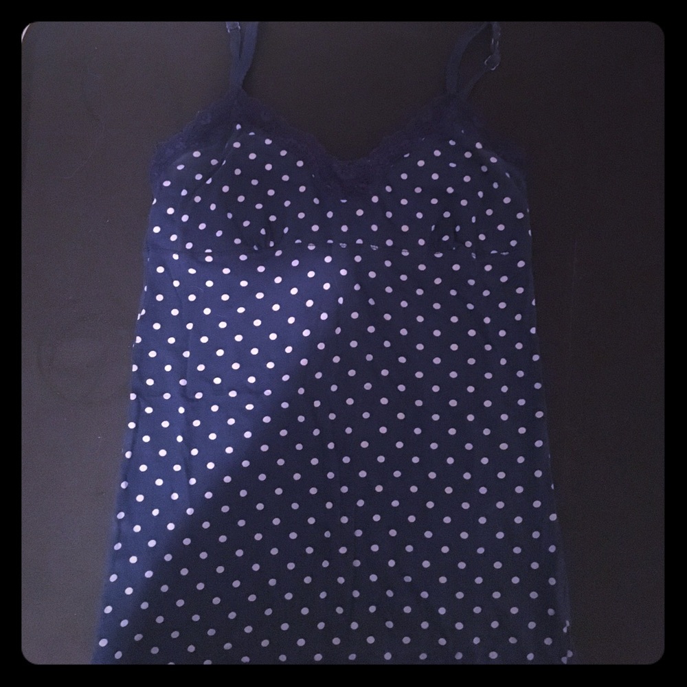 Blue with white polka dot cami