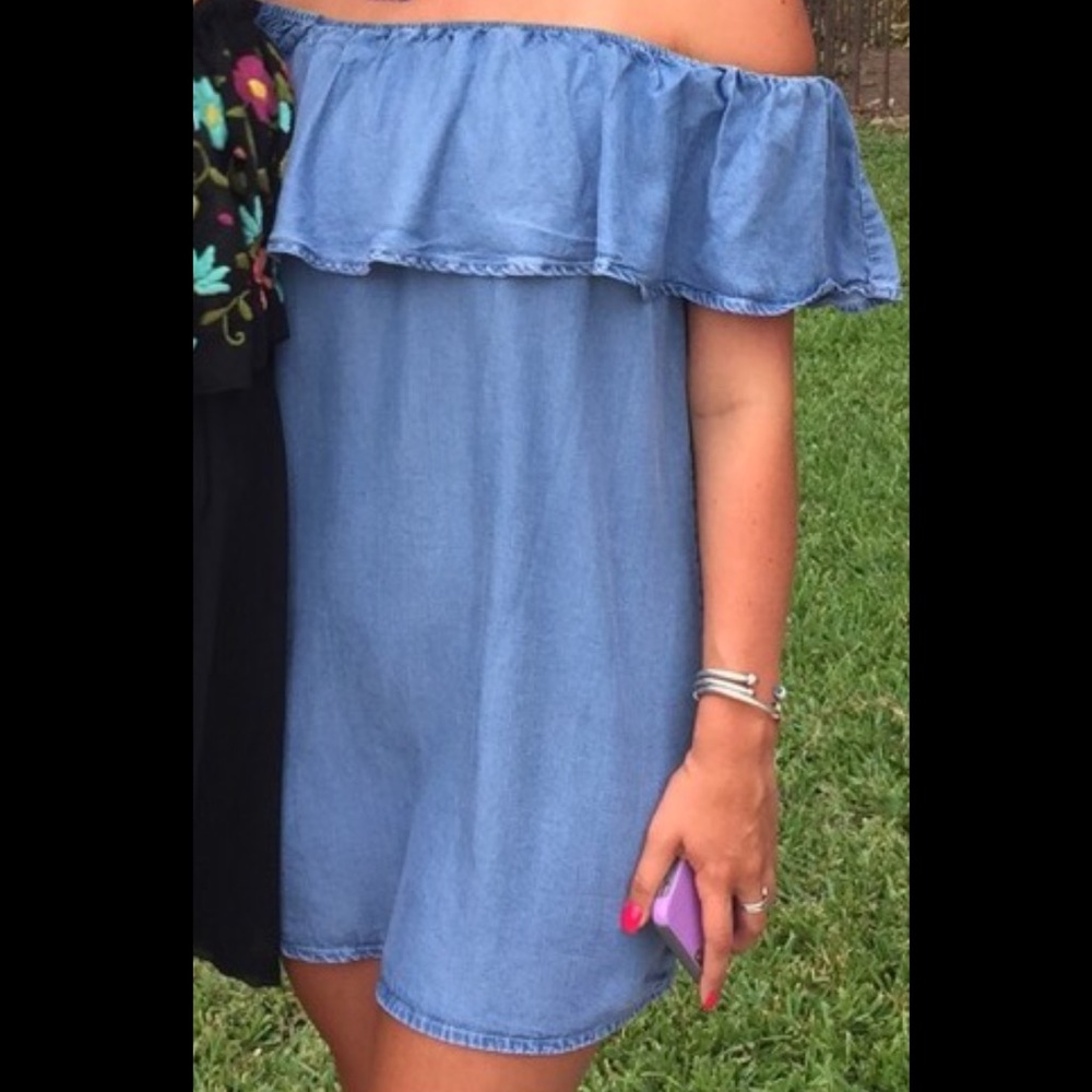 Blue jean off the shoulder dress