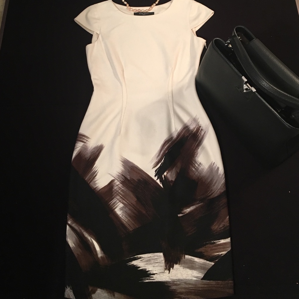 Nine West White & Black Cap Sleeve Sheath Dress 4