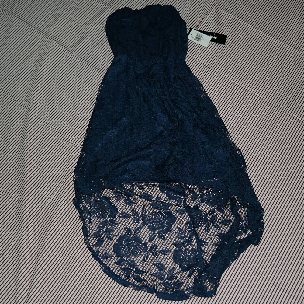 My Michelle Lace Strapless Hi-Low Dress