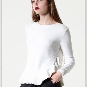 Storets Carolina Ruffle Hem White Sweater