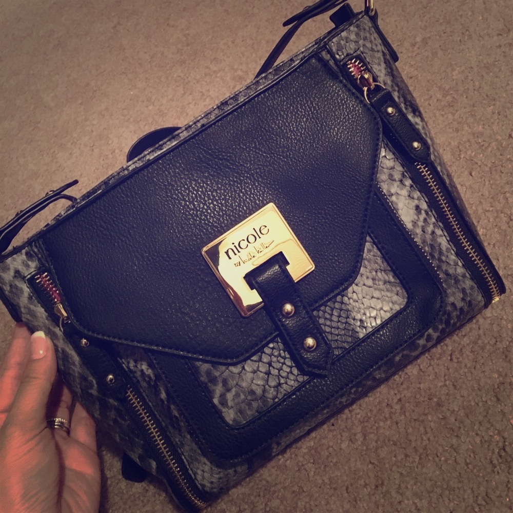 Nicole miller python crossbody bag