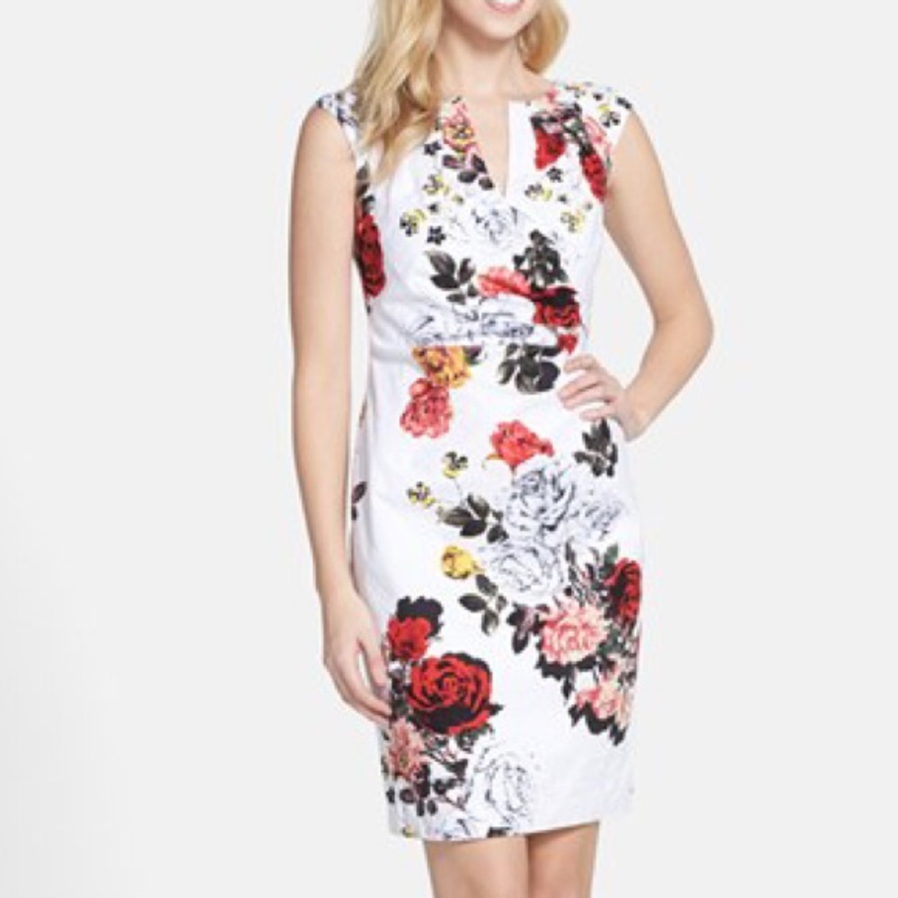 Adrianna Papell Jacquard floral sheath dress