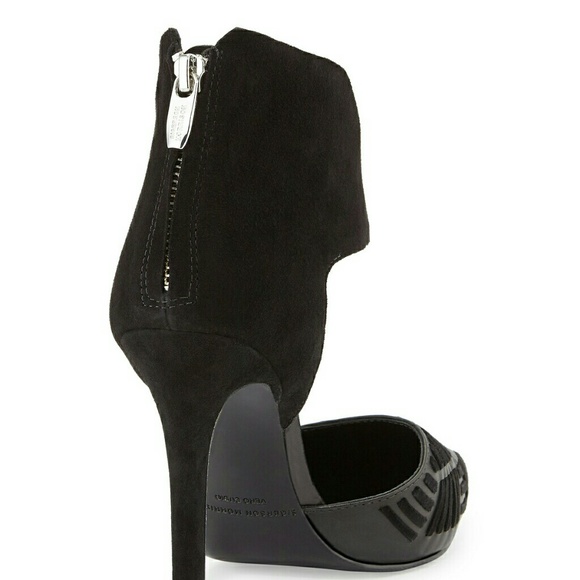 Sigerson Morrison 10 Black Suede Woven Heels - Picture 4 of 4