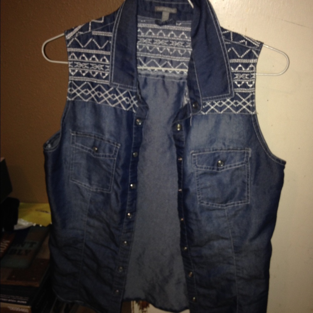 Sleeveless Charlotte Russe denim button up
