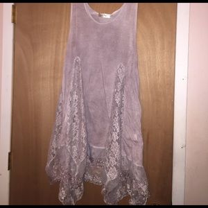 Beige flowy lace tank top