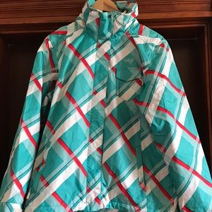 Orange Women's Plaid Ski Jacket w/ removable liner