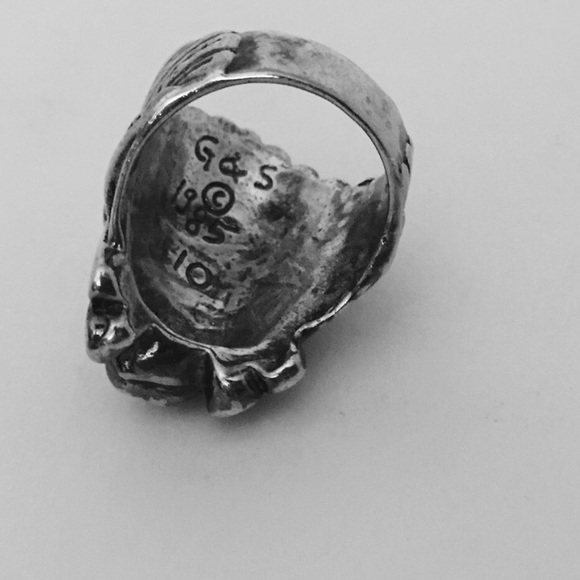 Vintage Sterling Silver Stainless Biker Chief Ring - Picture 4 of 5