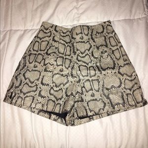 Black and grey high waisted snakeskin shorts