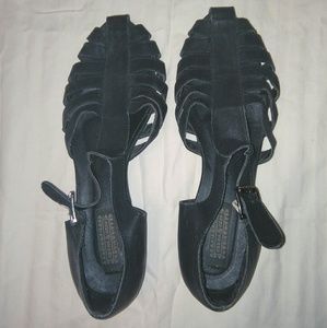 Black Leather Strappy Sandals