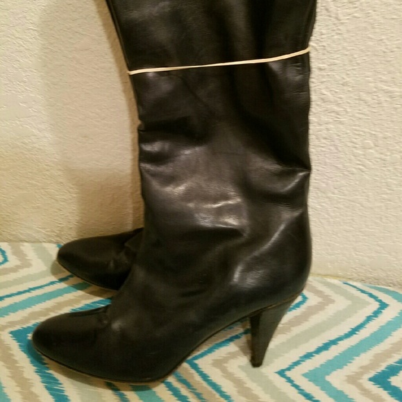 Navy Blue Vintage Leather boots - Picture 2 of 4