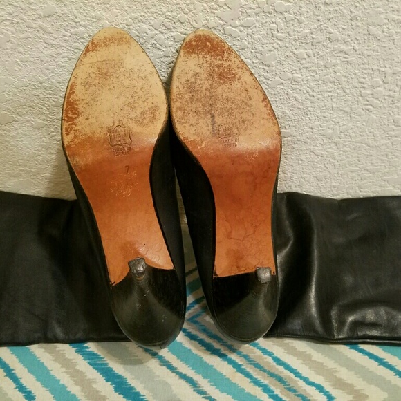 Navy Blue Vintage Leather boots - Picture 3 of 4