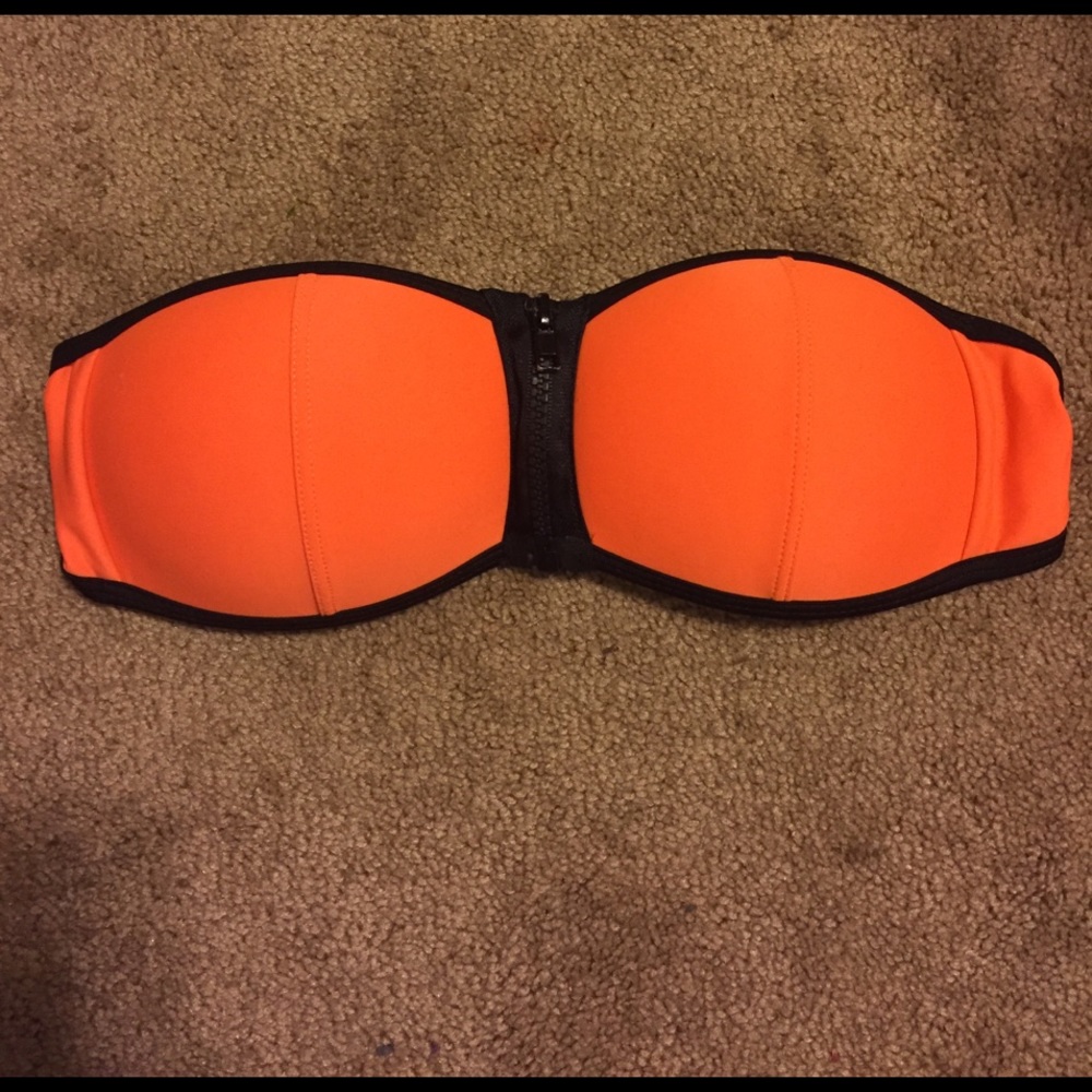 Orange and black bathing suit top