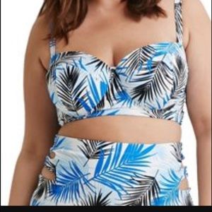 Forever 21 tropical floral prints bathing suit set