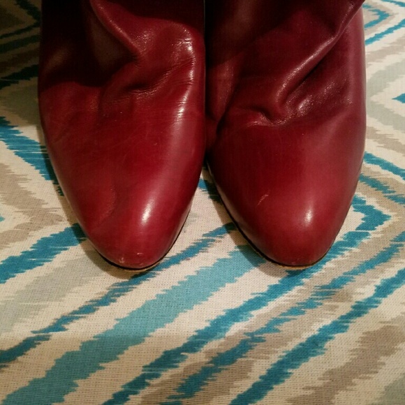 Burgundy leather vintage boot - Picture 2 of 4