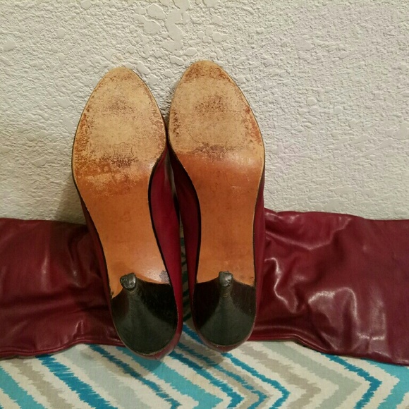 Burgundy leather vintage boot - Picture 4 of 4