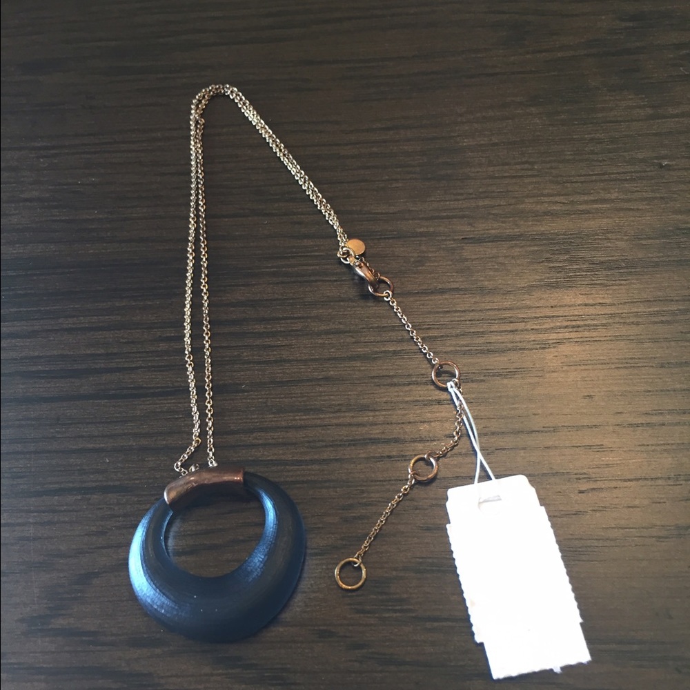 Alexis Bittar Black Lucite Circle Pendant Necklace