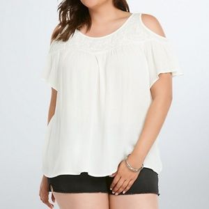 Embroidered shoulder top