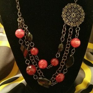Black and red choker necklace