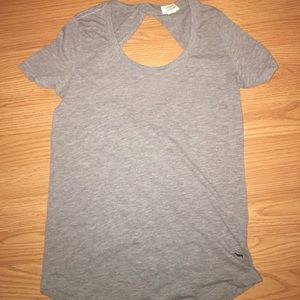 Open back scoop neck shirt