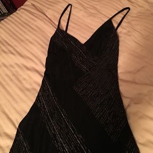 Black and Gold  evening gown with spaghetti straps