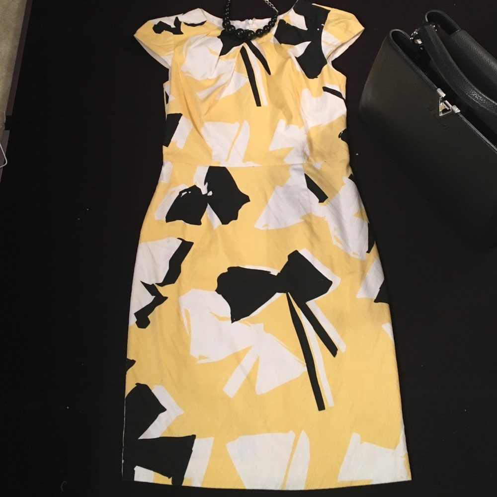 Chetta B  Yellow\White\Black Print Sheath Dress 4