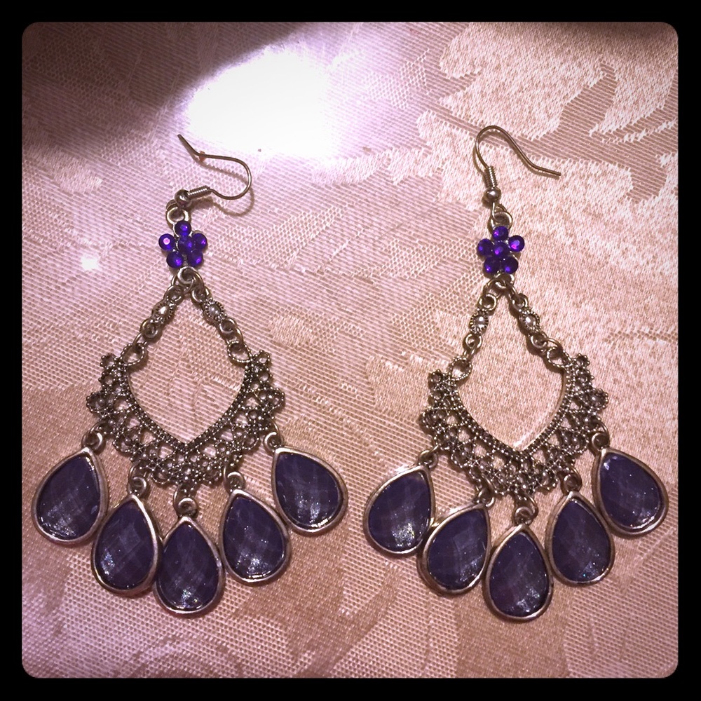 Purple With Silver Pebbles Earrings.
