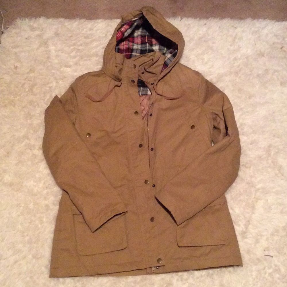 Tan coat with plaid lining - worn once