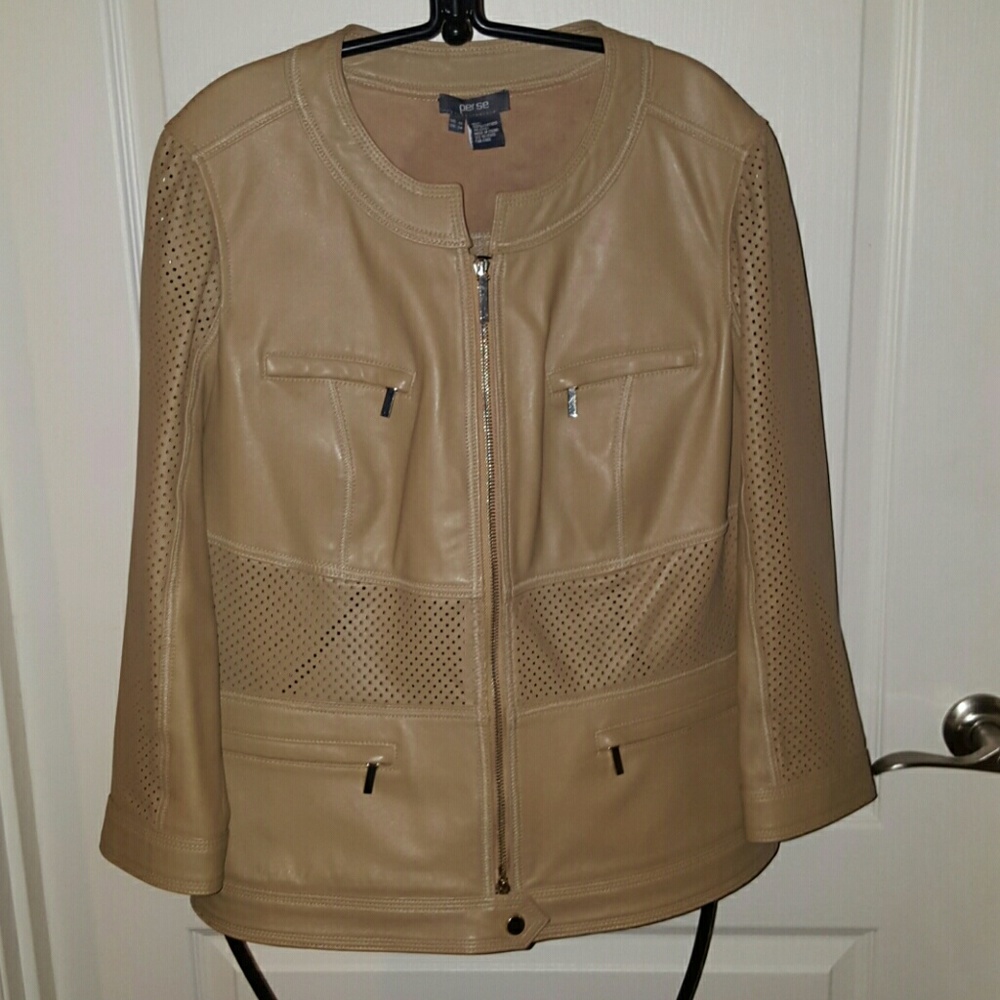 Beige leather jacket