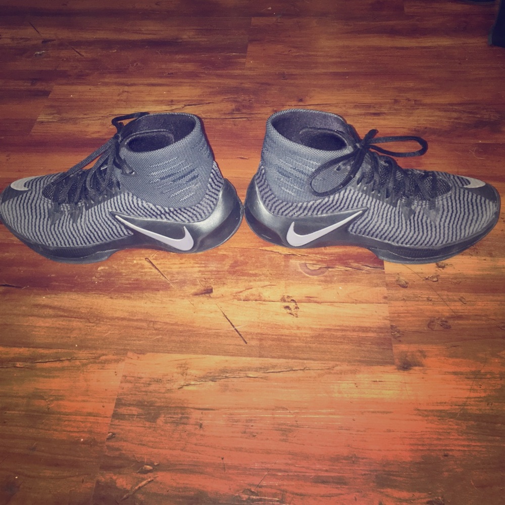 Black and grey basketball shoes