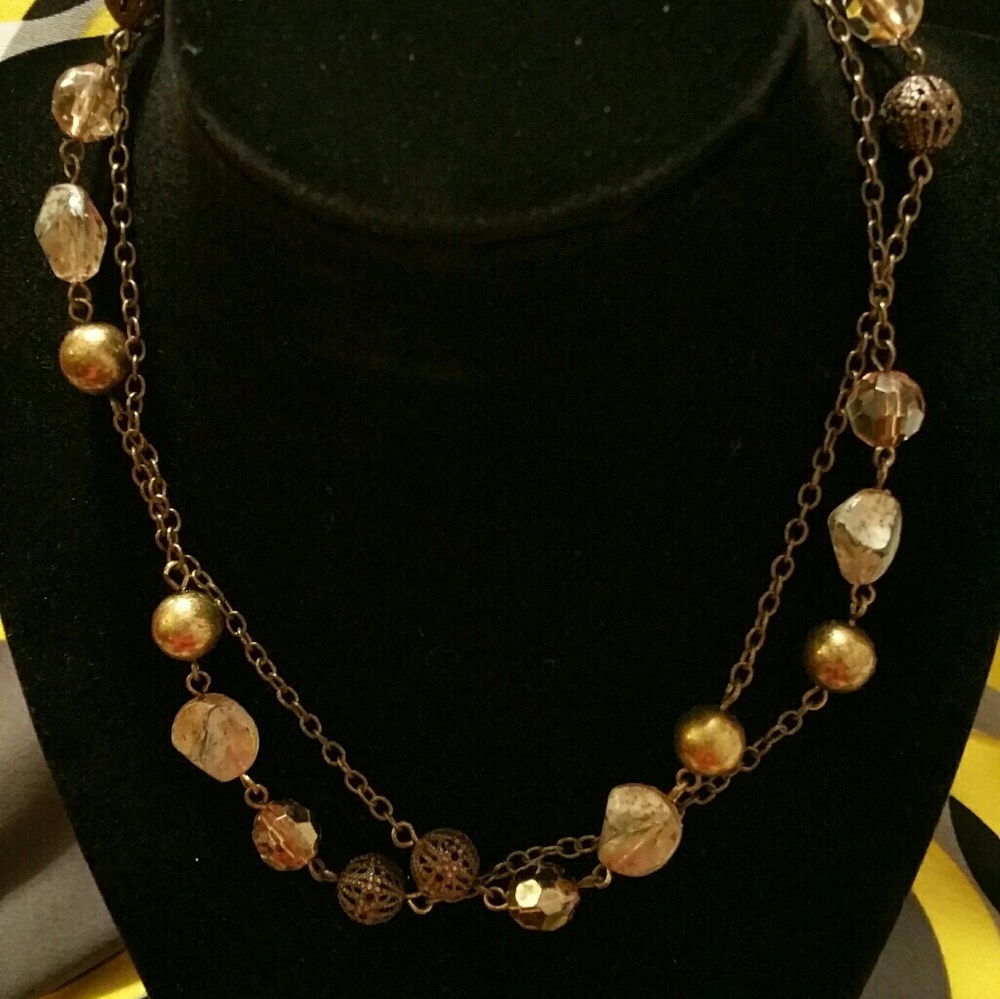 golden tone beaded necklace