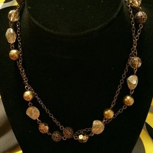 golden tone beaded necklace