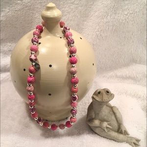 Jilzara Handmade Beaded Pink Clay Necklace