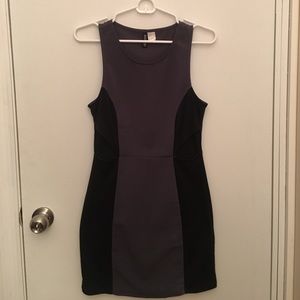 H&M Gray & Black Bodycon Dress w/ Cutouts