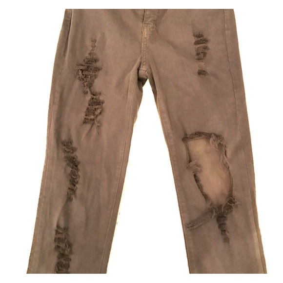 Army green high waisted distressed jegging/Jean - Picture 2 of 3