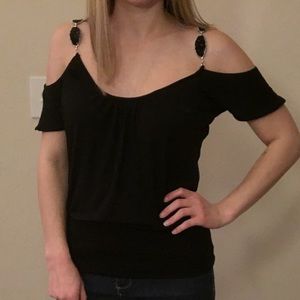 Sexy Black Shoulderless Tank