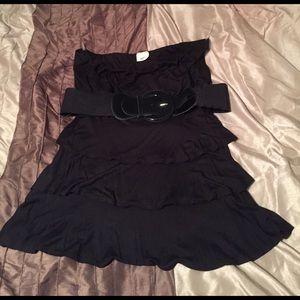 Belted Ruffle Tube Top