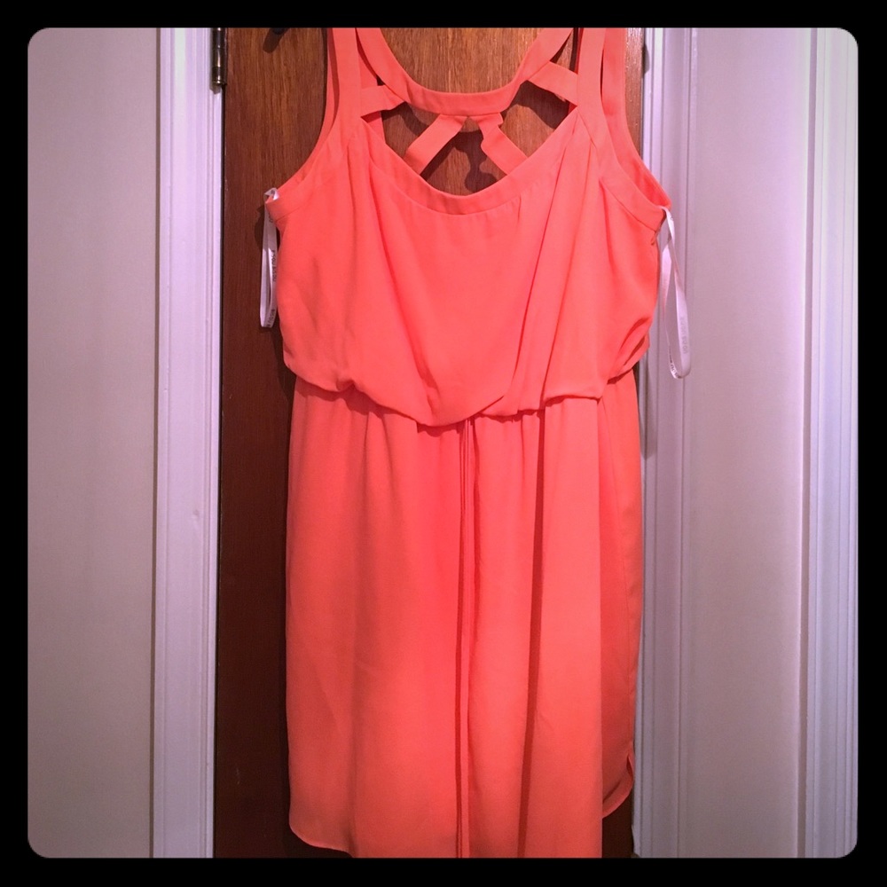 Orange/Coral Caged Top Summer Dress!