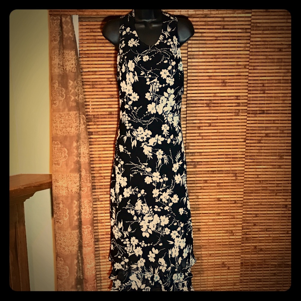 Elements Blk/white floral Sleeveless dress large