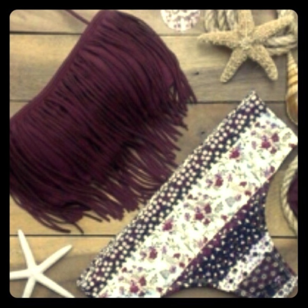 purple fringe bikini