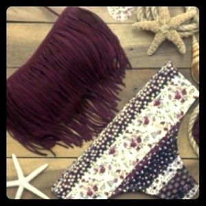 purple fringe bikini