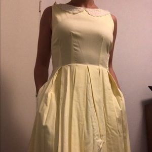 Handmade cotton yellow a-line dress