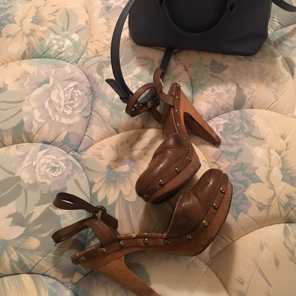 Aldo wooden leather heels
