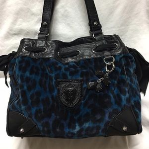 Juicy Couture Blue Leopard Velour Daydreamer Tote