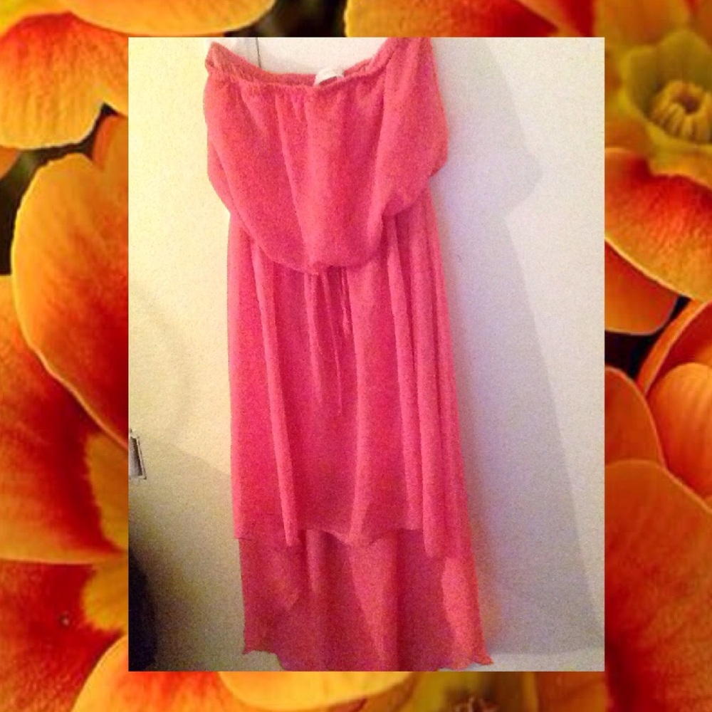 NEW!! Strapless Coral High-Low