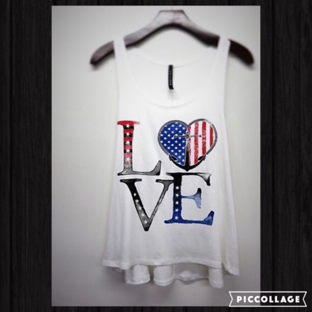 LOVE American flag Anchor Tank NEW